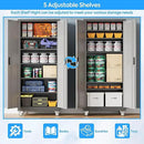 71" H×32" W×16" D Garage Storage Cabinet with Wheels & Pegboard, Locking Metal Storage Cabinet with Doors and 5 Adjustable Shelves & & 4 Hooks for Garage Warehouse Home Office, Black and Gray by GreenHaven Gardens