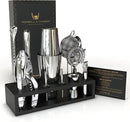 Highball & Chaser 13-Piece Boston Cocktail Shaker Set Stainless Steel Mixology Bartender Kit With Stand For Home Bar Cocktail Set | Laser Engraved Cocktail Tools | Plus E-Book with 30 Cocktail Recipes by CozyNest Decor