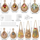 AARAINBOW Boho Wall Hanging Baskets for Kitchen Storage, Fruit Woven Wall Basket 9 Pcs, Hanging Vegetable and Onion Storage with 24 Hooks （Brown） by CozyNest Decor