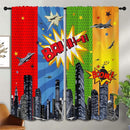 Superhero Rod Pocket Blackout Curtains for Boy Girl Bedroom, City War Explosion Comics Art Thermal Insulated Home Window Drapes for Living Room Darkening, 72x63 inch by TinyTreasures Baby Boutique