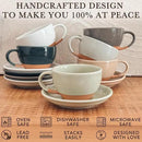 Mora Ceramic Latte Art Mug With Saucer - 10.5 oz, Round Bottom For Perfect Pours - Cafe Cups for Cappuccino, Espresso, Coffee, Tea etc - Porcelain Set for Baristas, Great Gift - Light Matcha by CozyNest Decor