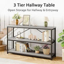 LVB Farmhouse Entryway Table, Metal Wood Console Table for Hallway, Industrial Rustic Sofa Table with 3-Tier Storage Shelf, Modern Entry Table for Foyer Front Home Living Room, Light Grey Oak, 47 inch by CozyNest Decor
