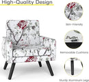 Kromax Mid-Century Modern Accent Chair Set of 2 for Living Room, 496 Lb. Weight Capacity, Dual Armrests, Comfy Extra Large Seat, Timeless Style Perfect for Reading & Relaxing, Red Floral by CozyNest Decor