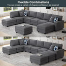 L Lengend Vansen Modular Sectional Sofa U Shaped Couch with Ottoman Modern Reversible Corner Sectional Couch for Living Room (Dark Grey, U Shaped Sofa-4) by CozyNest Decor