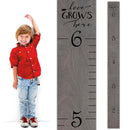 Wooden Growth Chart for Wall - Height Growth Chart for Kids, Kid Height Wall Chart, Height Measurement for Wall, Height Chart for Kids - Love Grows Here, Skinny Grey (63""x5.75"") by TinyTreasures Baby Boutique