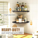 Corner Shelf Wall Mount, Floating Corner Shelves, Set of 2 Corner Wall Shelf Organizer, Rustic Wood Wall Storage Display Shelves for Living Room Bedroom Bathroom Kitchen, Classic Black by CozyNest Decor