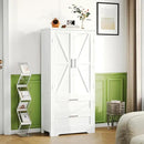 50.4" H Bathroom Storage Cabinet, Modern Floor Cabinet with Adjustable Shelf, Small Pantry with 2 Doors & Drawers, Storage Cabinet for Bathroom, Living Room, Kitchen, White KES007WCWG by CozyNest Decor