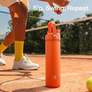 Insulated Water Bottle with Straw Stainless Steel Water Bottle, Leak-Proof, BPA-Free, Double Wall Vacuum Keeps Cold for 24 Hours for Sports, Travel, School (26 oz, Moderate Orange) by CozyNest Decor