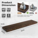 RICHFOCUS Elm Floating Shelves for Wall - 40" W x 9.3" D Rustic Solid Wood Shelves with Invisible Bracket, Wall-Mounted for Living Room, Bedroom, Kitchen Storage & Display, Set of 2, Walnut by CozyNest Decor
