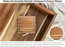 Acacia Wooden Ottoman Tray for Living Room – 21" Large Coffee Table Serving Tray with Handles & 6 Coasters Set, Perfect for Food, Drinks, Kitchen, and Home Decor by CozyNest Decor