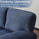Karl home U-Shape Sectional Sofa Couch 111" Modern 4-Seat Sofa with Chaises Corduroy Fabric Upholstered Covertible Couch with Wood Grain Legs for Living Room, Reception Room, Apartment, Navy Blue by CozyNest Decor