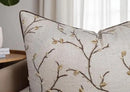 VAGMINE Embroidered Pussy Willow Throw Pillow Cover - 20x20 Inches Square - 100% Linen Natural Throw Pillowcase - Elegant Neutral Floral Design - Minimalist Rustic Home Accent for Sofa, Bed, Lounge by CozyNest Decor