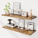 40" Floating Shelves for Wall, 12" Deep Slim Rustic Brown Floating Shelves, Wall-Mounted Shelves for Bedroom, Living Room, Kitchen, Bathroom - Set of 2 by CozyNest Decor