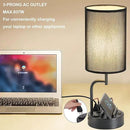 Dreamholder Table Lamp with 3 USB Charging Ports, Modern Desk Lamp with AC Outlet and Phone Stands, Perfect Bedside Lamp for Bedroom, Living Room, Office (Pack of 2), Black by CozyNest Decor