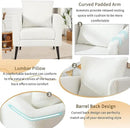 Barrel Accent Chair with Back Pillow, Large Teddy Upholstered Armchair with Solid Wood Legs Modern Reading Chairs for Living Room Bedroom by CozyNest Decor