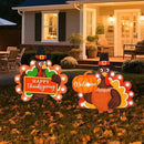 2 PCS Fall Decorations Outdoor Metal Happy Thanksgiving Decorative Garden Stakes with Led Light Welcome Pumpkin Turkey Yard Signs Fall Harvest Lawn Garden Lawn Pathway Decor by CozyNest Decor