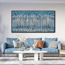 DUNHUANG ART Blue Tree Canvas Wall Art - Large Size Teal Abstract Painting for Home Office Living Room Bedroom Bathroom - Black Framed - Wall Decor Living Room 20"x40" by CozyNest Decor