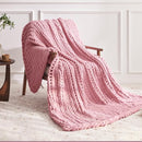 Chunky Knit Throw Blanket, 50''*60'' Knitted Throw Chenille Yarn for Bed Couch, Handmade Light Pink Crochet Big Thick Blanket, Machine Washable Cute Comfy Blanket for Home Decor by CozyNest Decor