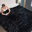 Cozy Bliss Faux Fur Throw Blanket for Couch, Fuzzy Soft Plush Thick Bubble Blanket for Sofa Bedroom Living Room, 90 * 90 Inches Black by CozyNest Decor