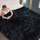 Cozy Bliss Faux Fur Throw Blanket for Couch, Fuzzy Soft Plush Thick Bubble Blanket for Sofa Bedroom Living Room, 108 * 90 Inches Black by CozyNest Decor