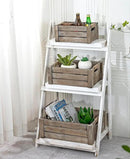 TIMRIS Set of 3 Rustic Wood Nesting Crates, Farmhouse Wooden Storage Container Boxes with Cutout Handles, Decorative Wooden Baskets for Display (Rustic Gray) by CozyNest Decor