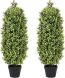 3ft Artificial Boxwood Topiary Trees (Set of 2) - UV Resistant Faux Plants for Outdoor/Indoor, Realistic 36in Fake Bushes and Shrubs for Front Porch, Planter, Patio - Low Maintenance & Evergreen by GreenHaven Gardens