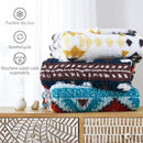 CASAAGUSTO Boho Sherpa Throw Blanket, Aztec King Size Blanket, Ultra Soft, Warm, Cozy, Plush, Thick Fleece Bohemian Throw Blanket for Couch, Bed, Sofa (Navy 108 * 90 Inch) by CozyNest Decor