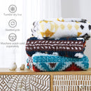 CASAAGUSTO Boho Sherpa Throw Blanket, Aztec Queen Blanket, Ultra Soft, Warm, Cozy, Plush, Thick Fleece Bohemian Throw Blanket for Couch, Bed, Sofa (Navy Blue 90 * 90 Inch) by CozyNest Decor