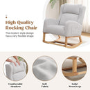 Rocking Chair Nursery, Nursing Rocking Chairs for Mom Nursery, Comfy Wingback Glider Rocking Armchair with Foot Rest and Side Pocket for Nursery Living Room Bedroom, Light Grey by TinyTreasures Baby Boutique