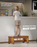 Extra Wide 26in Wooden Step Stool, Heavy Duty One Step Stool for Adults and Seniors, Holds Up to 550 lbs, Reinforced Cross Bar, Non-Skid Surface, Multipurpose Use for Kitchen, Bathroom, Bedroom by TinyTreasures Baby Boutique