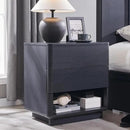 Nightstand with Charging Station, 22" Push-to-Open Bedside Table with 2 Storage Drawers, Large Modern End Table for Bedroom,Black by CozyNest Decor