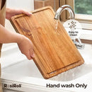 Acacia Wood Cutting Board for Kitchen - 1 inch Thick FSC Certified Wood Charcuterie Cheese Board with Side Handles and Juice Grooves, Wooden Chopping Block for Meat and Veggies, 17x12 inch by CozyNest Decor