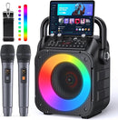 Karaoke Machine, Portable Bluetooth Speaker with 2 Wireless Microphones for Adults & Kids with Lights, Karaoke Microphone with PA System Supports USB/TF/REC/FM/AUX for Home Party Home System Packages by TinyTreasures Baby Boutique