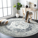 Lahome Boho Round Rugs - 6ft Washable Round Area Rugs for Living Room Grey Non-Slip Throw Dining Room Rug Large Circle Bedroom Rug, Oriental Distressed Print Indoor Rug Round for Entryway Office by TinyTreasures Baby Boutique
