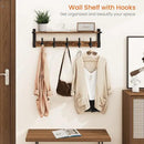Homode Coat Rack Wall Mount, 29 Inch Long Shelf with Hooks, Wood Entryway Shelf with 5 Hangers for Hanging Hat Jacket Backpack Purse, Rustic Brown Black by CozyNest Decor