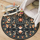 Moynesa Washable Round Rug 6ft, Ultra Thin Circle Living Room Area Rug Non Slip, Low Pile Soft Indoor Boho Bird 6'x6' Black Large Throw Carpet for Dining Room Under Table Office Bedroom by TinyTreasures Baby Boutique