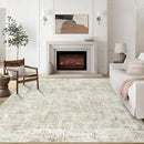 9x12 Area Rugs for Living Room Rug Washable: Modern Large Rug for Dining Room Bedroom Carpet Non Slip 9 by 12 Indoor Abstract Nursery Home Office Beige by TinyTreasures Baby Boutique