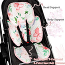 2 in 1 Infant Car Seat Insert, Adjustable Car Seat Head Support Baby Girls Boys, Soft Newborn Carseat Insert Cushion, Perfect for Carseats, Strollers, Swings (Pink Flower) by TinyTreasures Baby Boutique