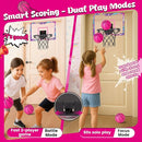 LovesTown Mini Indoor Basketball Hoop for Kids, Pink Basketball Hoops Over The Door with LED Lighting - 4 Balls - DIY Stickers, Great for Home, Dorms, Offices, and Gifts for Girls by TinyTreasures Baby Boutique