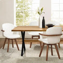 LUNLING Swivel Dining Chairs Set of 4, Mid Century Modern White Faux Leather Kitchen Chairs with Arms,Bamboo Legs Side Chairs No Wheels,Accent Chair for Dining Rooms and Offices by CozyNest Decor
