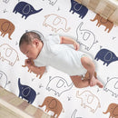 Lambs & Ivy Playful Elephant Blue/White Cotton 3-Piece Baby Crib Bedding Set by TinyTreasures Baby Boutique