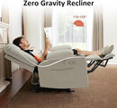 MCombo Zero Gravity Power Recliner Chair with Heat and Vibration Massage, Reclining Chair with USB Ports, Cup Holders for Living Room, Faux Leather PR621 (Light Grey) by CozyNest Decor