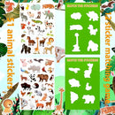 Jelly Sticker Book for Kids 2-4 Travel Essentials, Reusable Sticker Book + 8 Scenes + 2 Matching Games + 51 Large Animal Stickers for 1-3 Toddler Activities (Animals) by TinyTreasures Baby Boutique