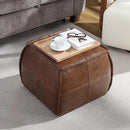 Leather Ottoman,Handmade Stuffed Square Ottoman,Genuine Leather Pouf, Foot Rest Pouf,Comfortable Soft Seating for Living Room & Bedroom (Brown, Square) by CozyNest Decor