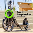 Aero Big Wheels Kick Scooter for Kids 6+, Teens & Adults | Light Up Wheels, Hand Brake, Rubber Deck Mat & Shock Absorption | Foldable & Height Adjustable by TinyTreasures Baby Boutique