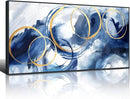AJAZIKO Large Framed Canvas Wall Art Blue Abstract Wall Art Pictures for Living Room Bedroom Kitchen Office Decor 29x58 In Navy Gold Modern Paintings by CozyNest Decor