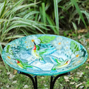 VCUTEKA 18" Outdoor Glass Birdbath with Sturdy Metal Stand for Lawn, Yard, or Garden Decor Bird Lovers Gift, Hummingbird Bird Bath Detachable, 22" Height by GreenHaven Gardens