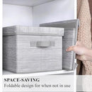 WUIKE Storage Bins with Lids, Collapsible Stackable Storage Bins with Handles, Clothing Storage Containers for Closet, Fabric Shelf Baskets, Large, Light Gray/Slub Gray, 3-Pack by CozyNest Decor
