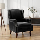 UIXE Faux Leather High Back Accent Chairs Set of 2, Upholstered Armchair for Living Room, Retro Wingback Arm Chair Nailhead Trim Single Sofa Bedroom Reading Seat with Solid Wood Legs - Black by CozyNest Decor