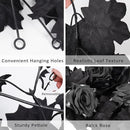 RECUTMS Black Artificial Flower Garland Fake Rose Vine Hanging Rose Vines Fall Maple Garland with Floral,Black Hanging Flowers for Gothic Wedding Decor Autumn Party Halloween Decor by CozyNest Decor